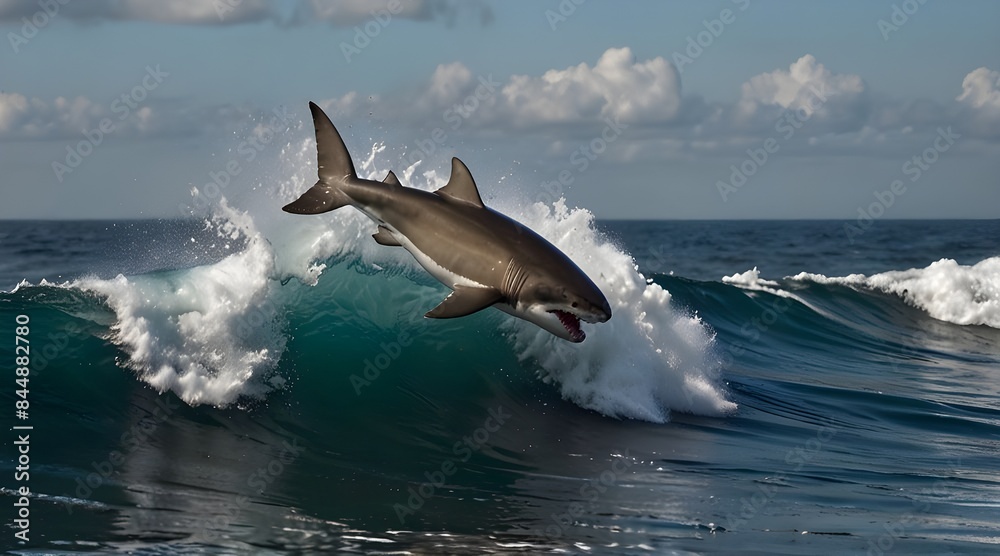 Naklejka premium Dive into Fun with Cartoon Shark Adventures