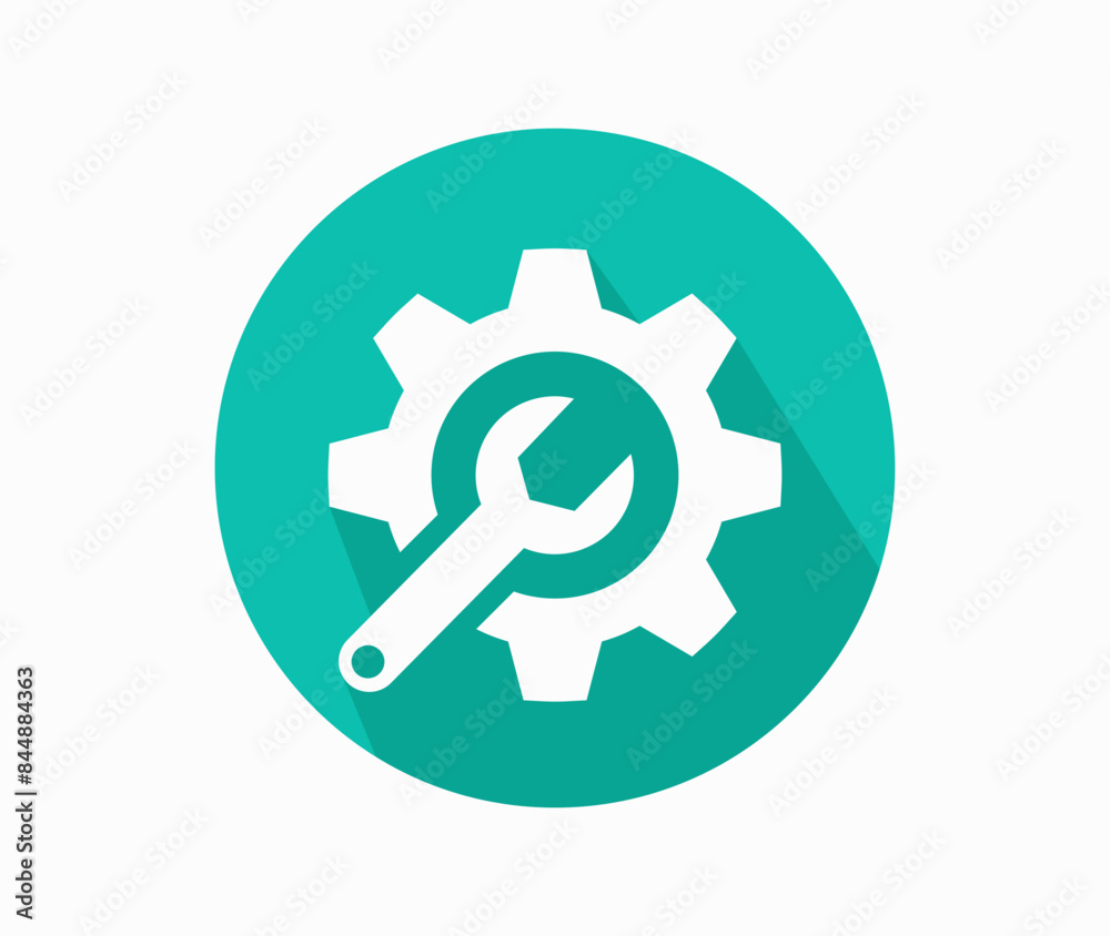Gear and wrench icon with shadow design illustration Gear and wrench icon with shadow design illustration