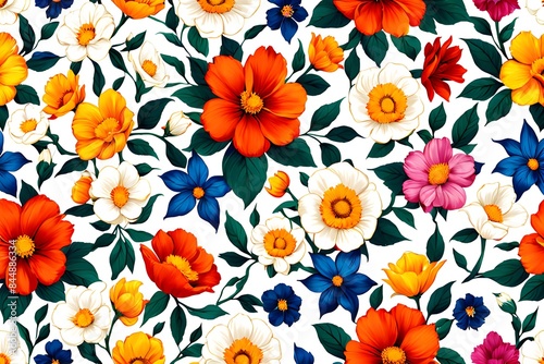 Wallpaper Mural seamless pattern with flowers Torontodigital.ca