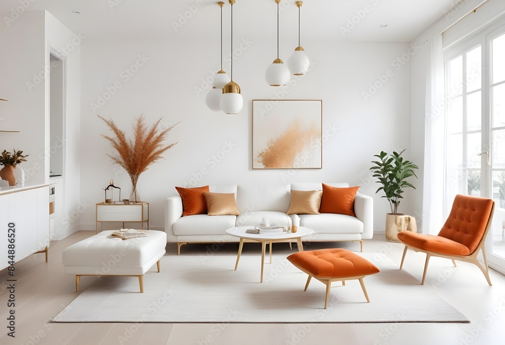 Fototapeta premium white and gold theme modern interior