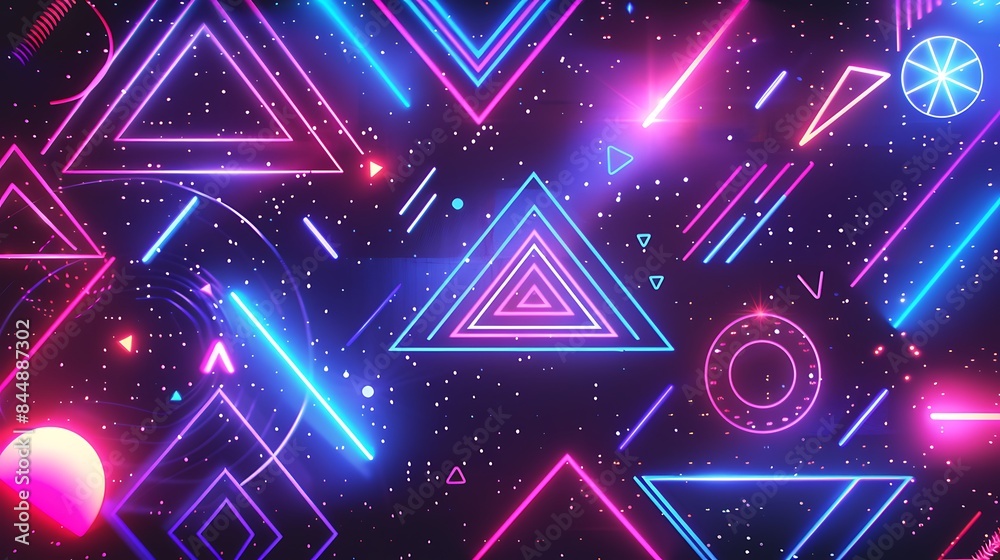 Obraz premium light, design, disco, texture, pattern, computer, illustration, technology, vector, space, digital, dots, pink, purple, backdrop, electronic, circle, party, grid, concept, blue, matrix, tech, web, hex