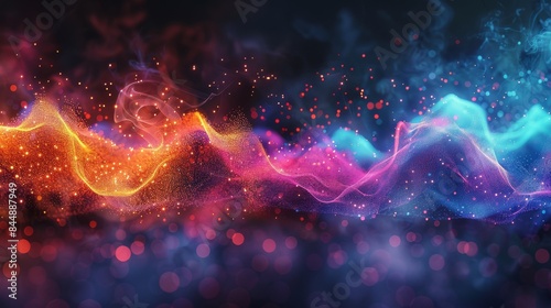 Wallpaper Mural Abstract Digital Art With Vibrant Color Swirls and Glowing Particles Torontodigital.ca