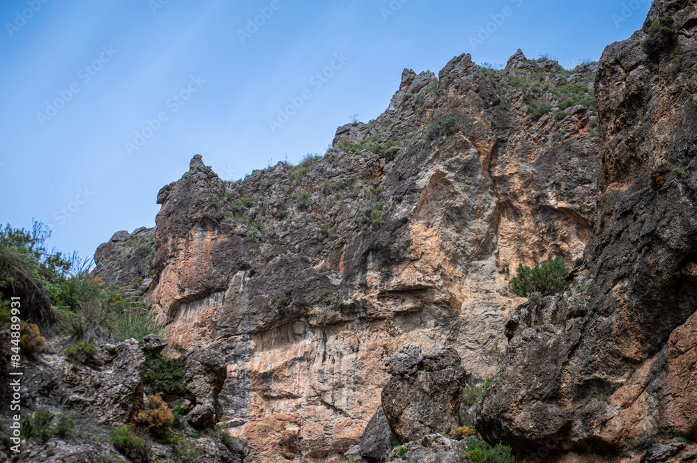 Hiking trail of Sabina over Monachil river in Monachil, Granada, Spain