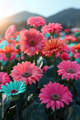  Uplifting sunrise over a field of wildflowers