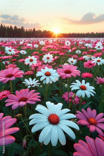  Uplifting sunrise over a field of wildflowers
