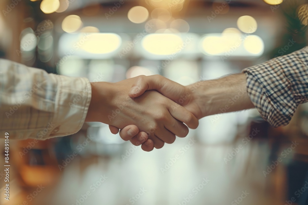 two professionals shaking hands in a modern office two professionals shaking hands in a modern office