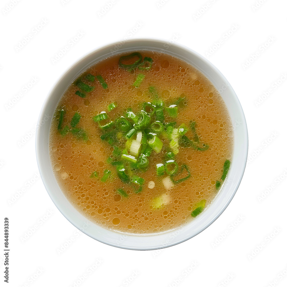 Isolated Japanese miso soup in a white bowl with Transparent background. Soto ayam chicken noodle soup. Japanese food for menu, restaurants. Isolated Japanese miso soup in a white bowl with Transparent background. Soto ayam chicken noodle soup. Japanese food for menu, restaurants.