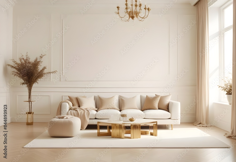 Fototapeta premium white and gold theme modern interior