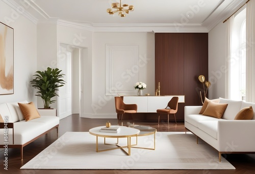 white and gold theme modern interior