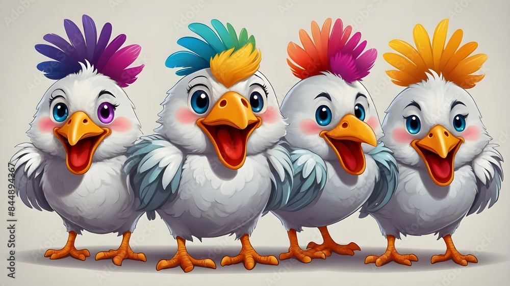 Fototapeta premium Adorable Chicken Clip Art Collection