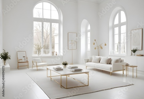 white and gold theme modern interior