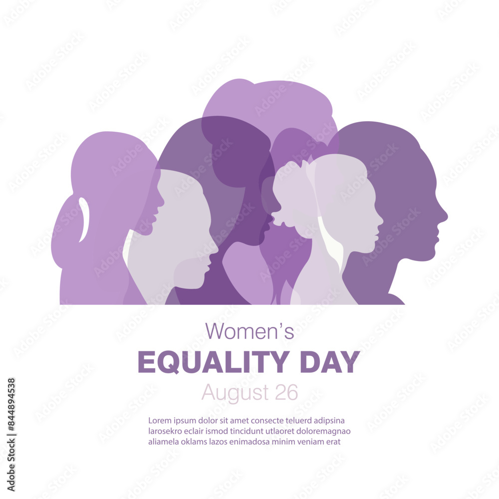 Women's Equality Day banner.Vector illustration with silhouettes of women.