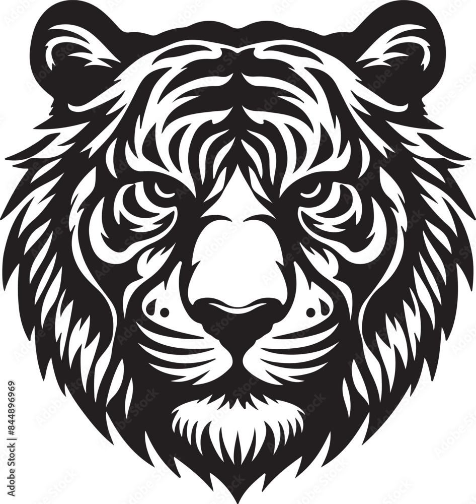 Obraz premium Tiger head sketch hand drawn Vector illustration