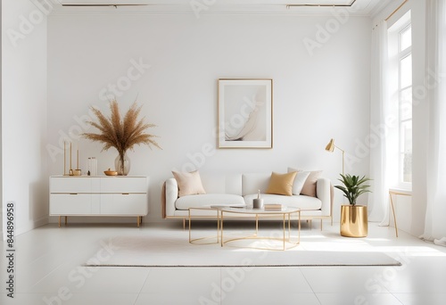 white and gold theme modern interior