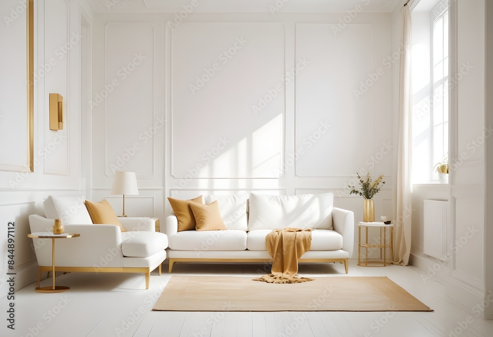 Fototapeta premium white and gold theme modern interior