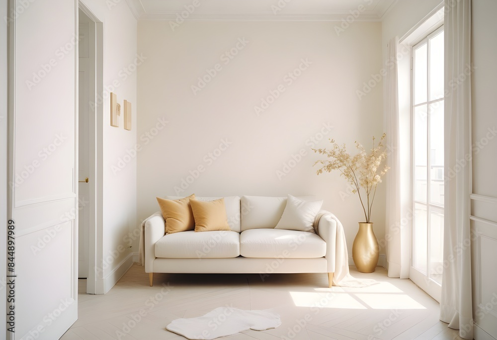 Fototapeta premium white and gold theme modern interior