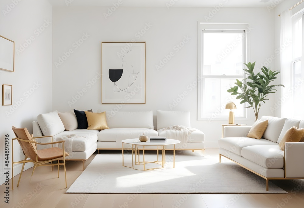 white and gold theme modern interior