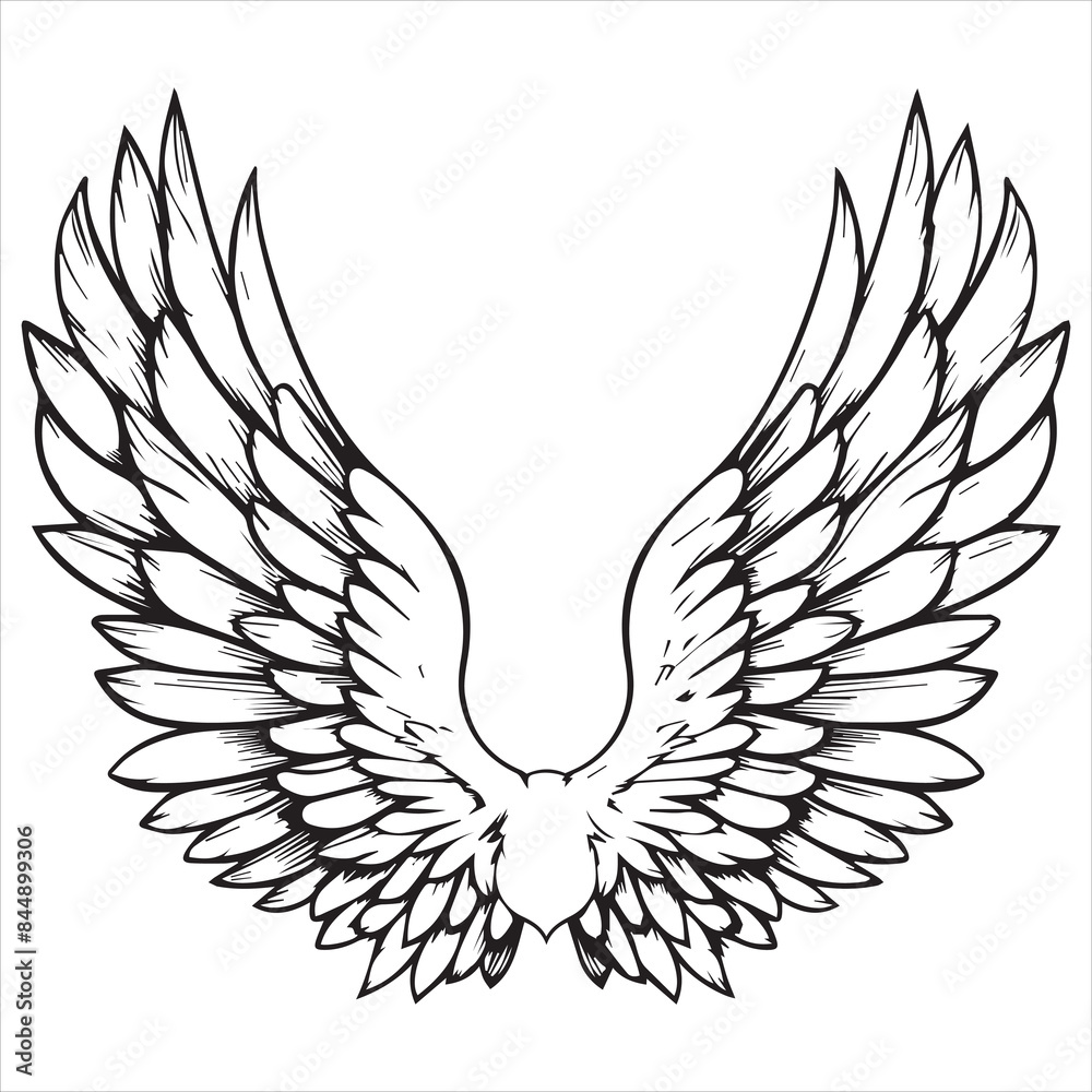 A silhouette black and white eagle flying with its wings spread