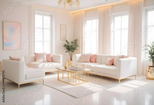 white and gold theme modern interior