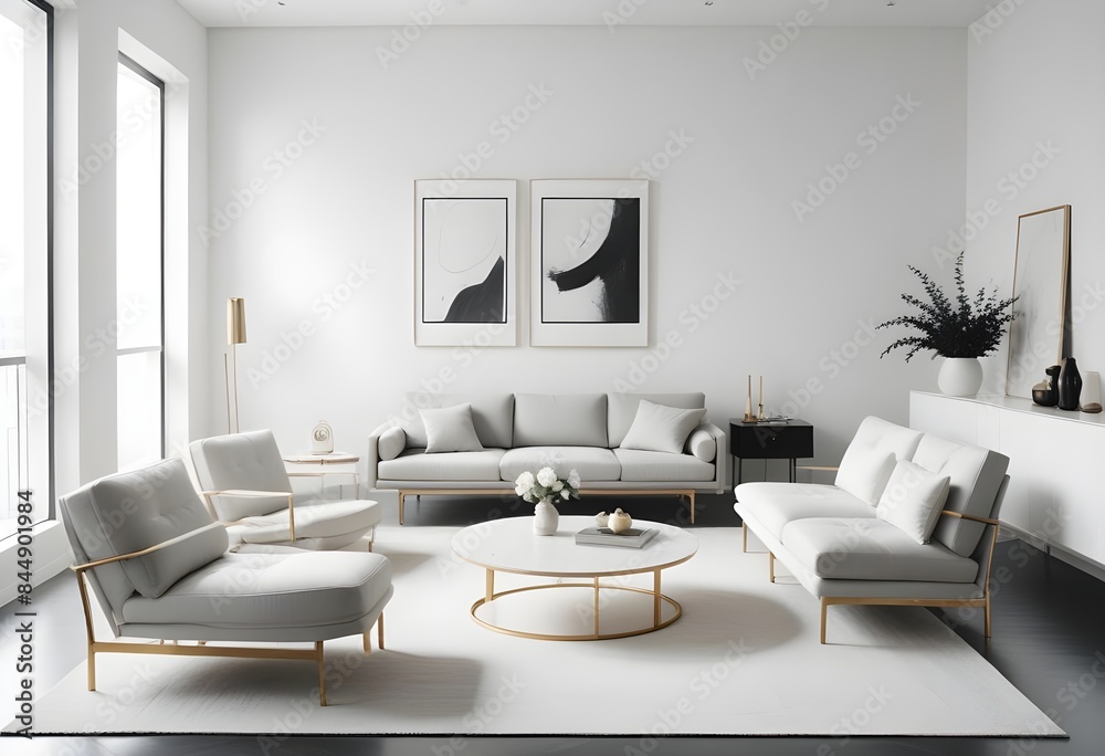 Obraz premium white and gold theme modern interior