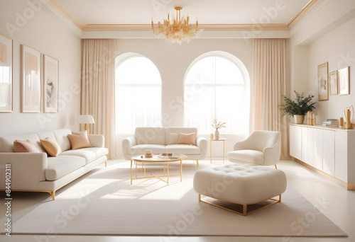 white and gold theme modern interior