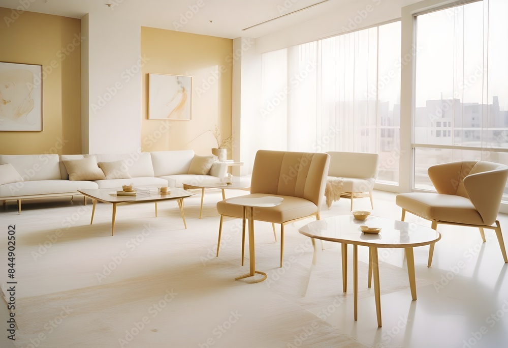 Fototapeta premium white and gold theme modern interior