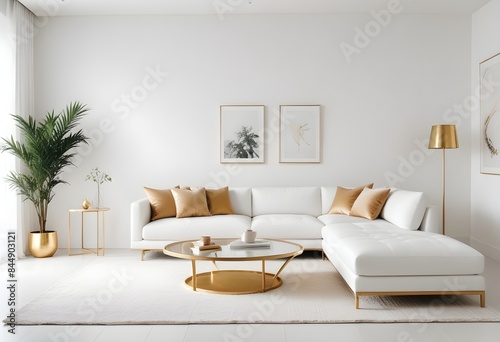 Wallpaper Mural white and gold theme modern interior Torontodigital.ca