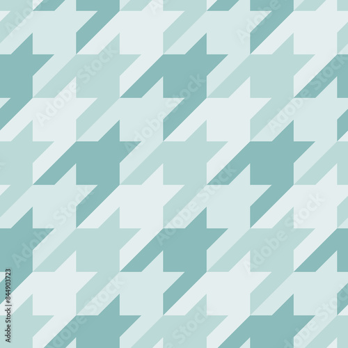 Seamless surface pattern design with houndstooth ornament. Classic fashion fabric print. Mosaic motif. Checkered geometric abstract background. Digital paper, textile print, page fill. Vector art.