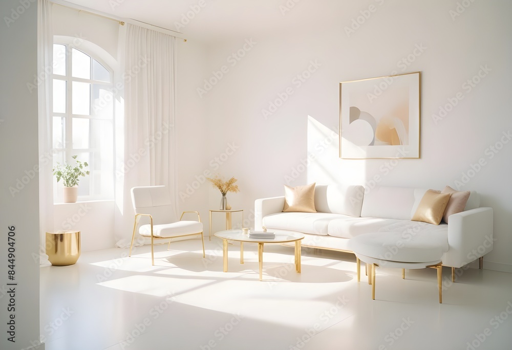 Fototapeta premium white and gold theme modern interior