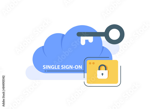 Single Sign-on concept,Login easily with SSO tool,Data protection, Cyber security and privacy concept photo