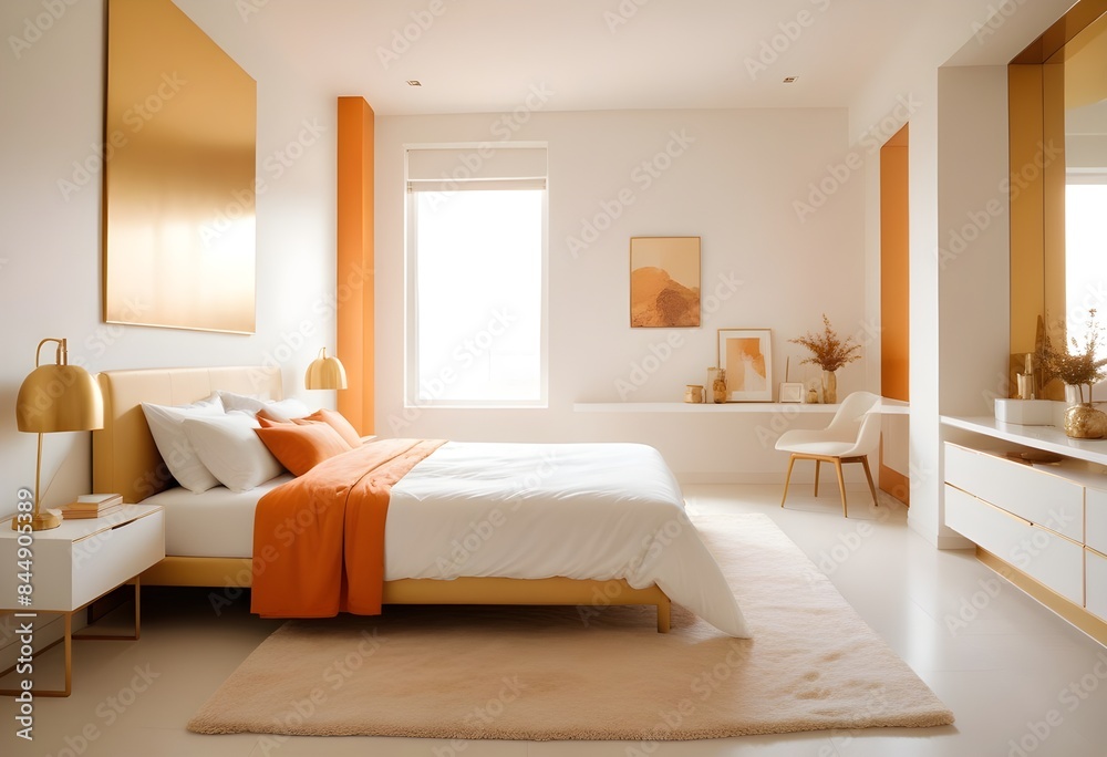 white and gold theme modern interior