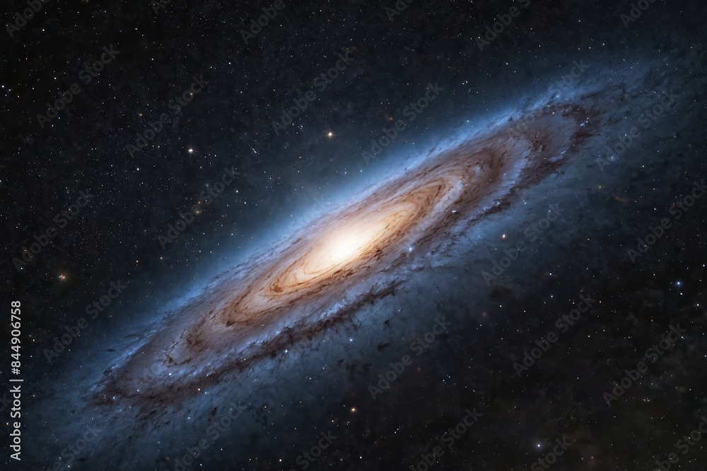 Fototapeta premium Galactic Canvas: A Vibrant Galaxy Amidst a Starry Sky