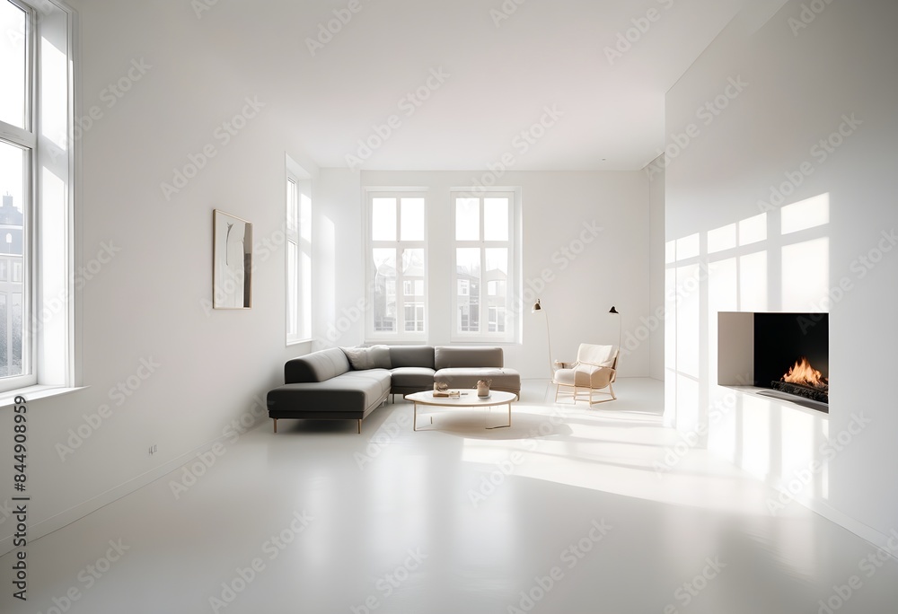 Fototapeta premium white and gold theme modern interior