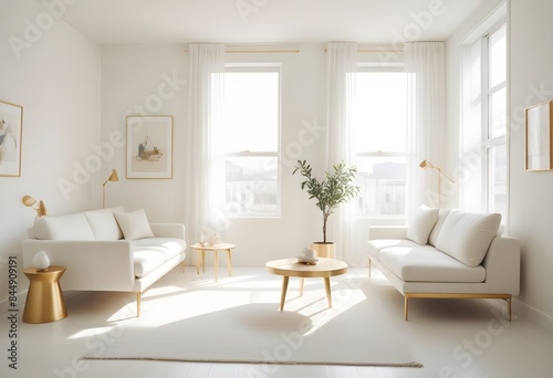 Wallpaper Mural white and gold theme modern interior Torontodigital.ca