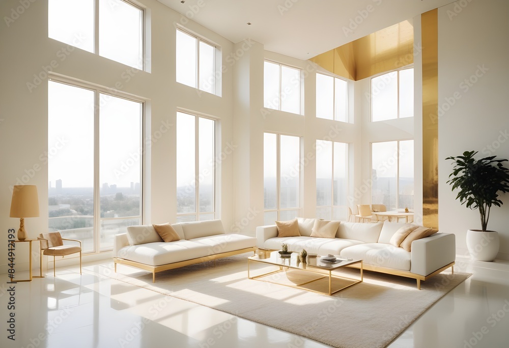 Fototapeta premium white and gold theme modern interior