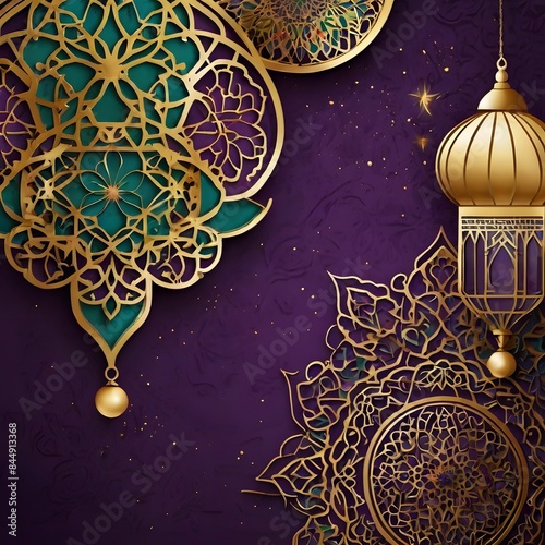 Islamic background for eid ramadan gretting photo