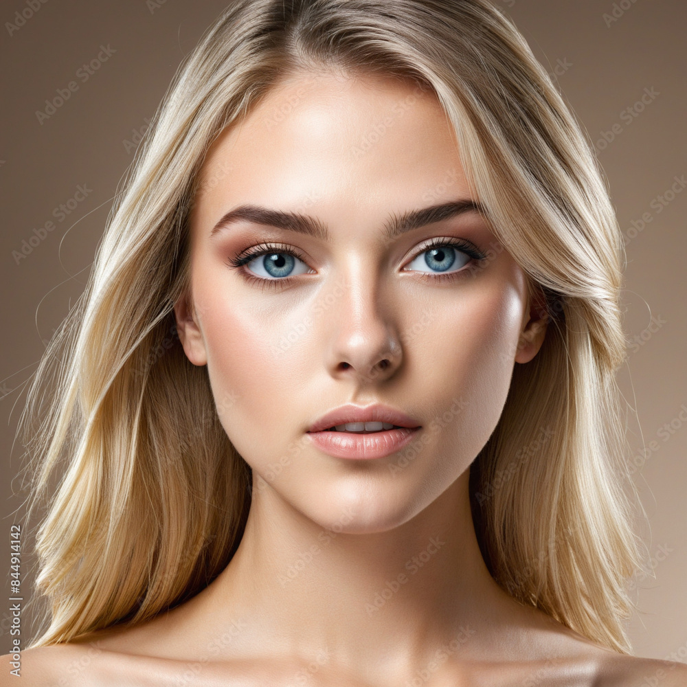 Beautiful woman model promoting skincare and hygiene products with flawless hair and makeup Beautiful woman model promoting skincare and hygiene products with flawless hair and makeup