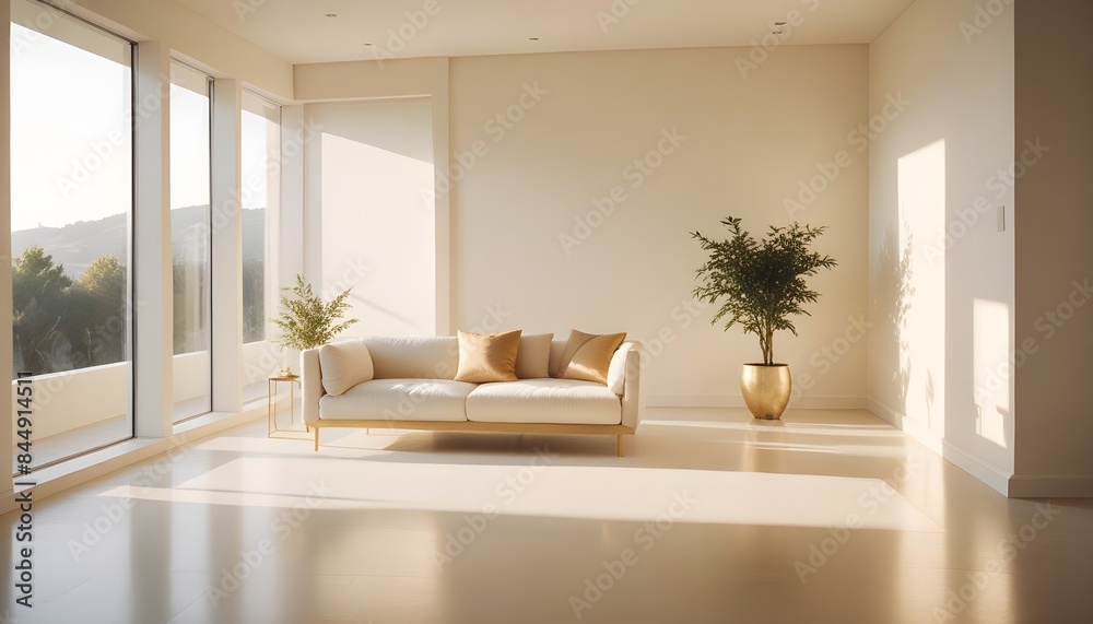 Fototapeta premium white and gold theme modern interior