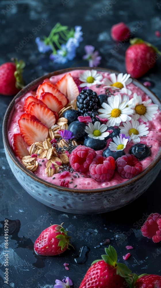 A refreshing summer smoothie bowl with fresh fruit A refreshing summer smoothie bowl with fresh fruit