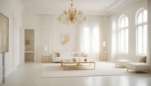 white and gold theme modern interior