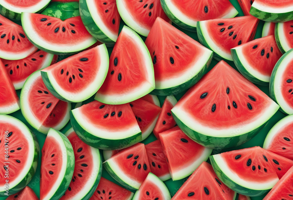 A beautifully designed wallpaper showcasing a generative AI illustration of isolated watermelon slices in a fresh and juicy vector format, perfect for summer snacking