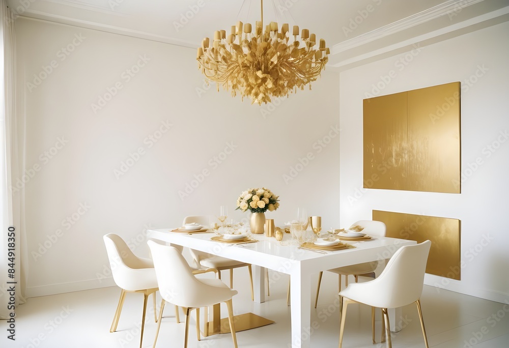 white and gold theme modern interior