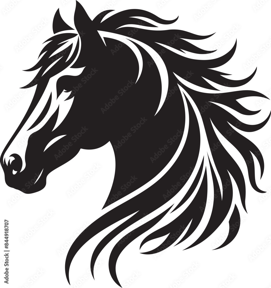 Fototapeta premium Stunning Horse Silhouette Vector Illustration for Graphic Design and Digital Art Projects