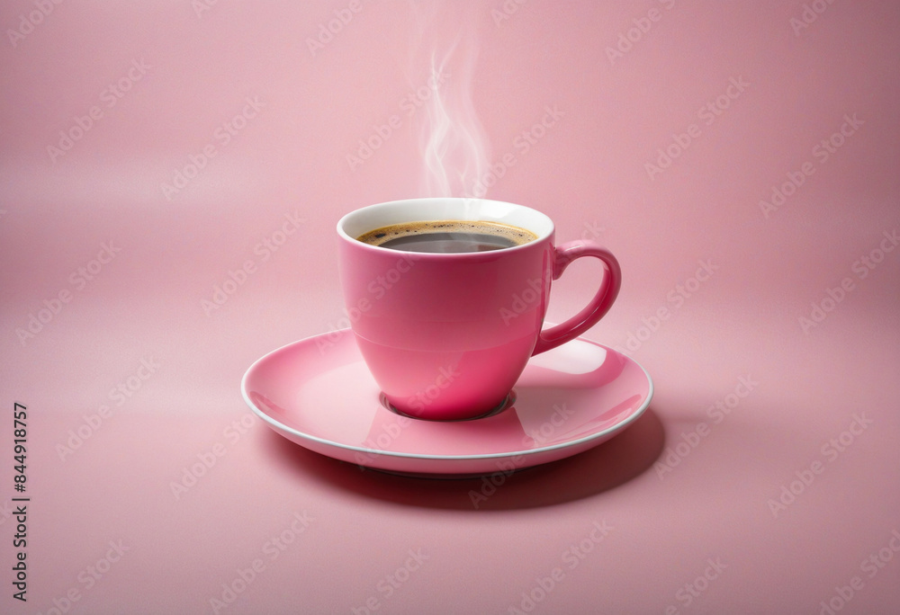 Artistic Generation: A steamy espresso in a pink cup Artistic Generation: A steamy espresso in a pink cup