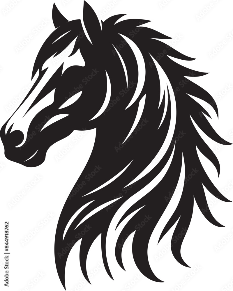 Fototapeta premium Stunning Horse Silhouette Vector Illustration for Graphic Design and Digital Art Projects