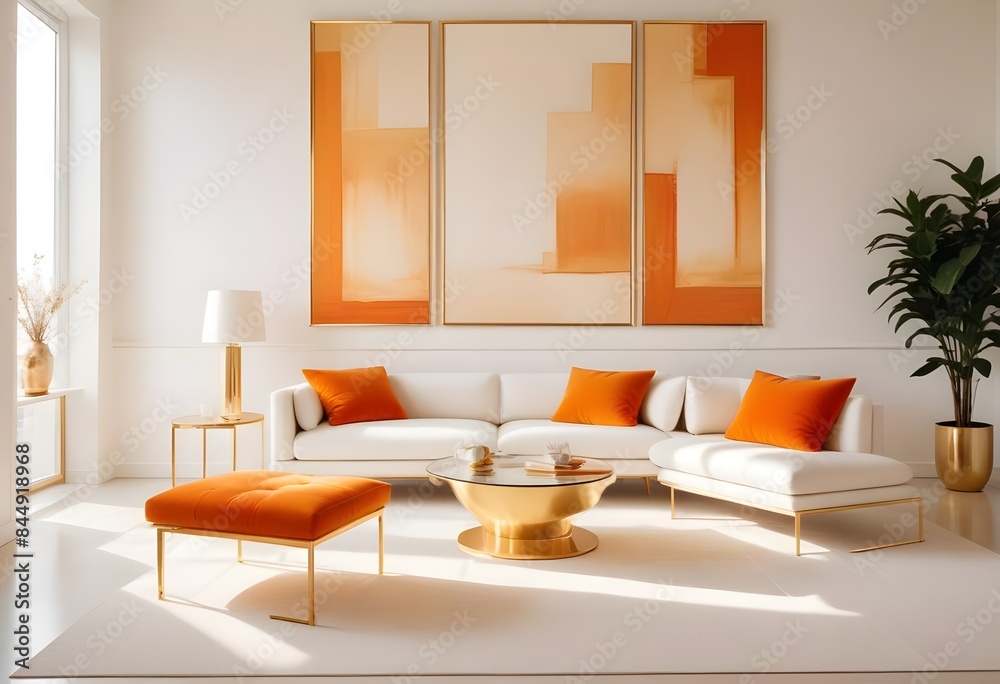 Fototapeta premium white and gold theme modern interior