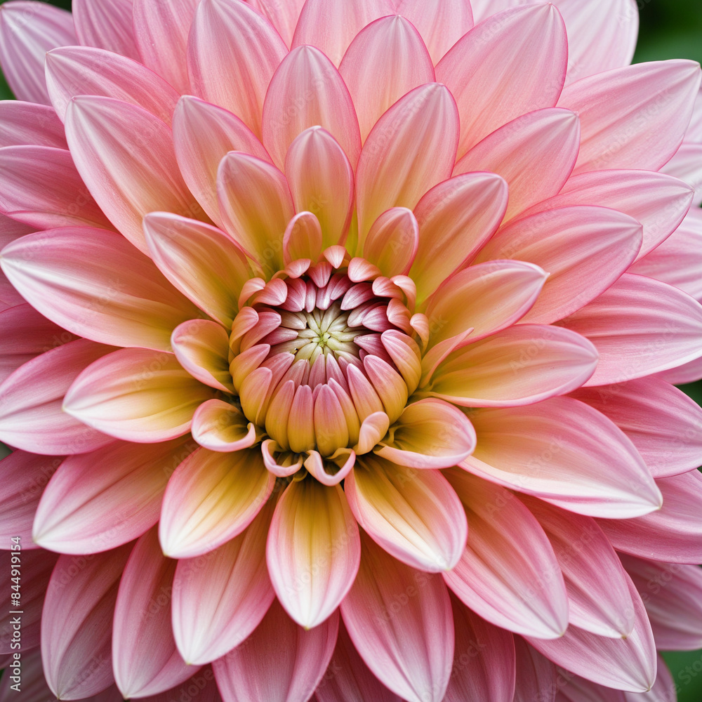 Blooming pink dahlia in a serene garden setting Blooming pink dahlia in a serene garden setting