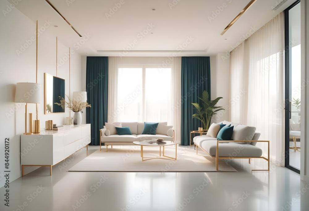 Fototapeta premium white and gold theme modern interior