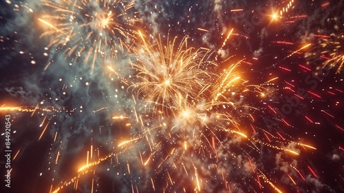 A myriad of fireworks illuminate the dark night sky in a dazzling display