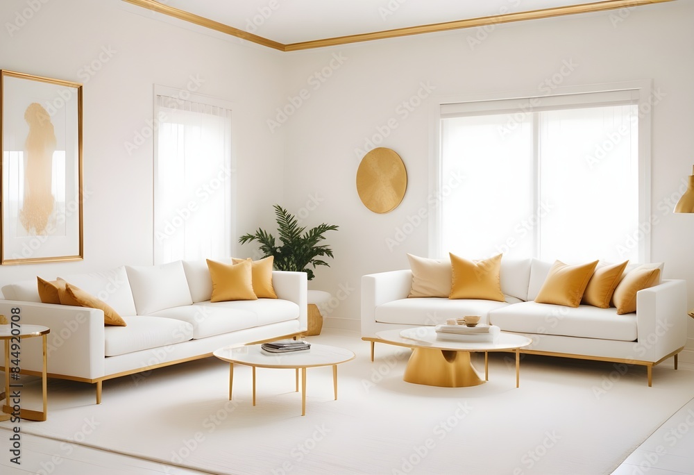 Fototapeta premium white and gold theme modern interior
